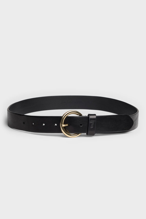 ROUND BUCKLE BELT in Italian Leather