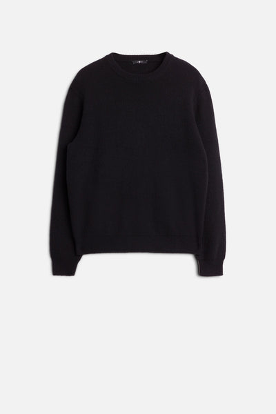 Wool Blend Crewneck Sweater in Black