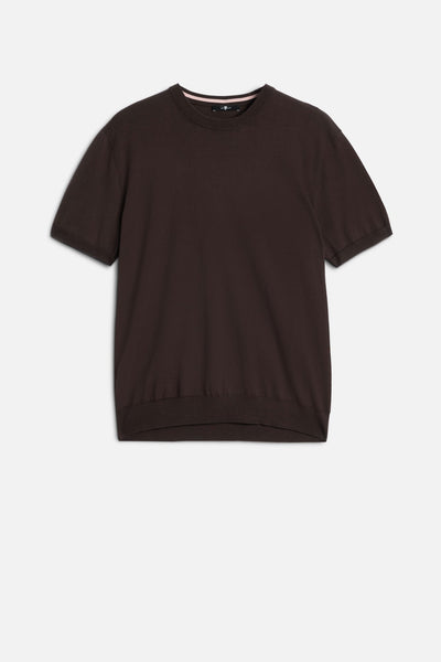 CLASSIC SHORT SLEEVE SWEATER in Espresso