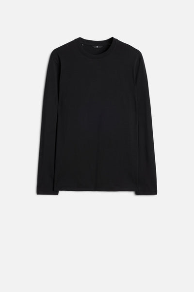 Lyocell Crewneck Long Sleeve Tee in Black