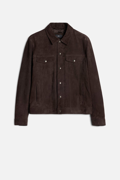 Suede Trucker Jacket In Coffee Bean