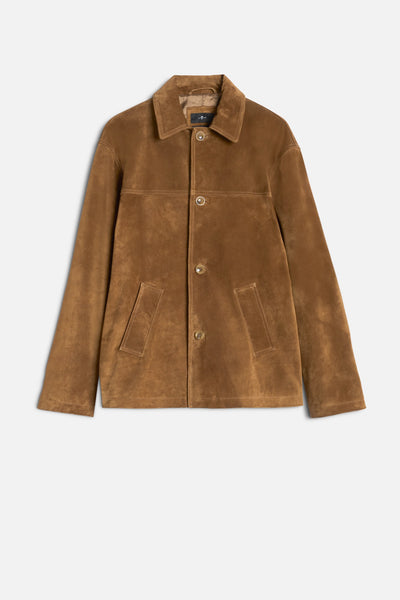 Suede Long Jacket In Tobacco