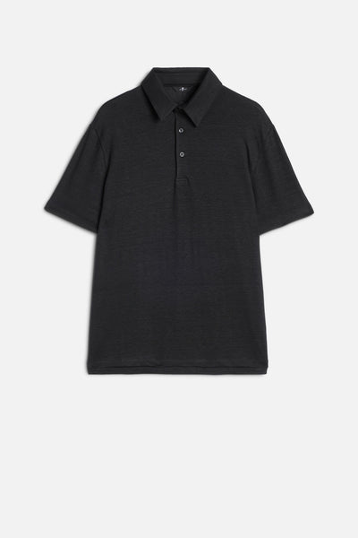 Linen Polo in Linen Black