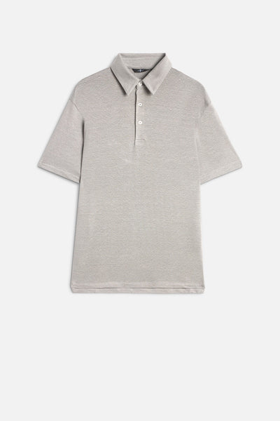 Linen Polo in Steel Grey