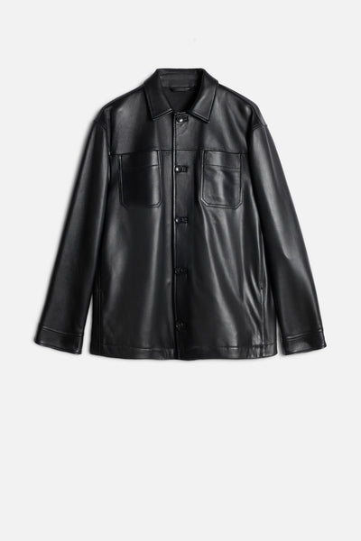 Leather Overshirt in Black