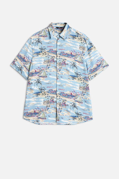 SHORT SLEEVE BUTTON UP SHIRT in Fluid Aloha