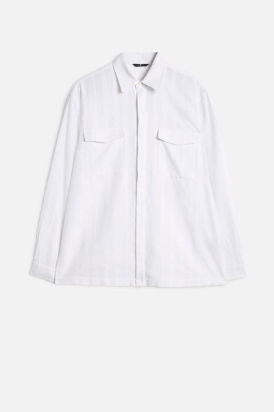 UTILITY SHIRT in Cotton Linen White