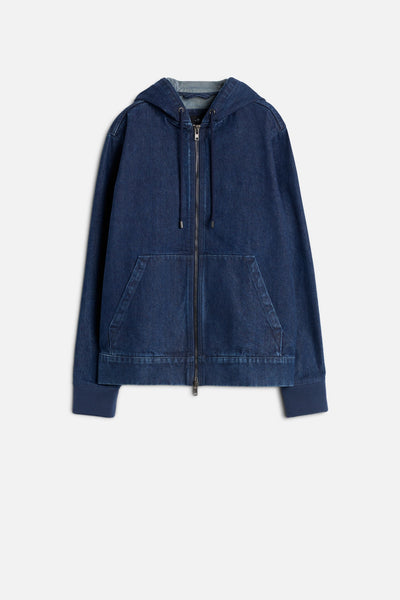 Utility Denim Hoodie in Carpenter Blue
