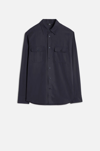 Fluid Military Shirt in Navy
