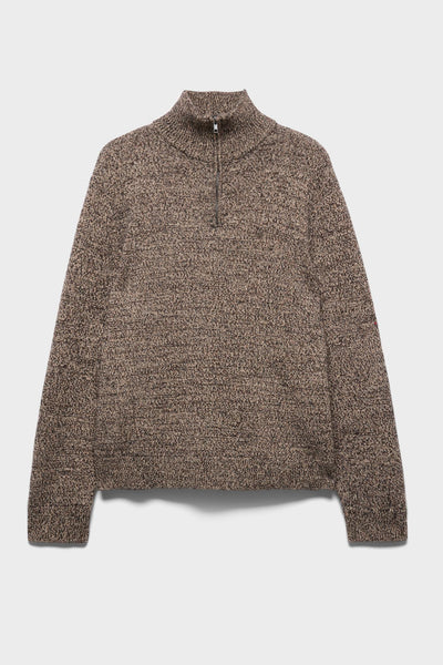 HALF ZIP SWEATER in Cotton Wool Parchment