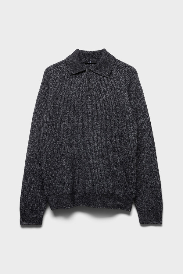 LONG SLEEVE BUTTON POLO in Wool
