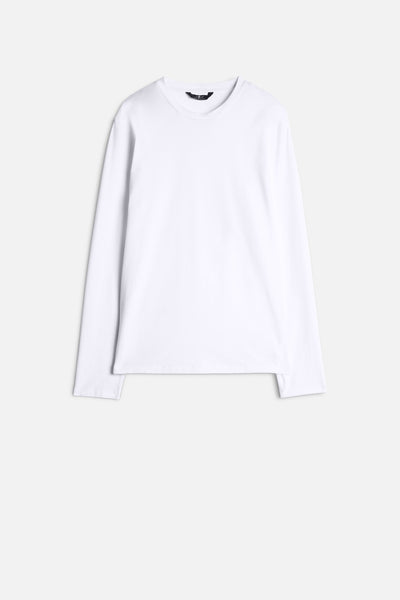 Luxe Performance Long Sleeve Tee in White