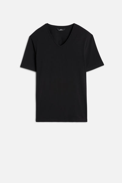 Luxe Performance V-Neck Tee in Black