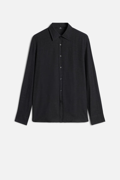 Cotton-Cashmere Button Up Shirt in Dark Grey