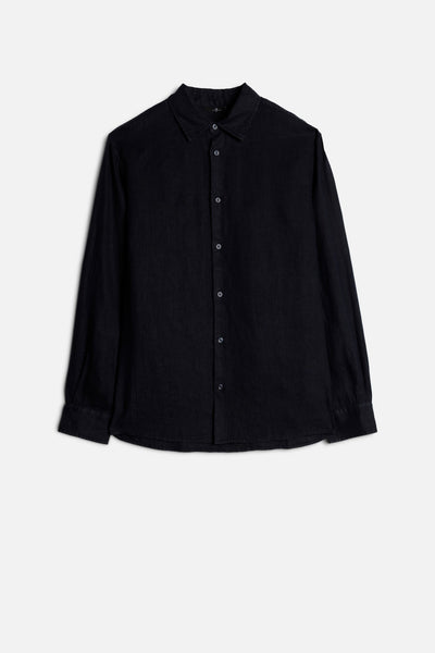 Classic Linen Button Up Shirt in Navy