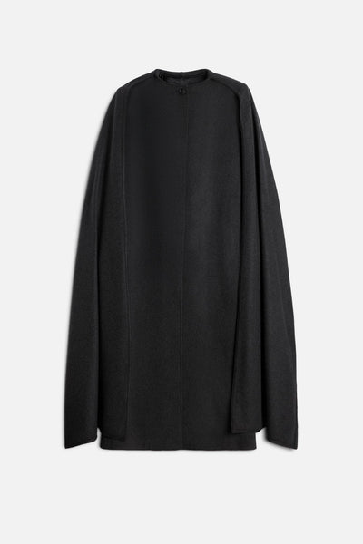 Wool Cashmere Scarf Coat in Dark Grey