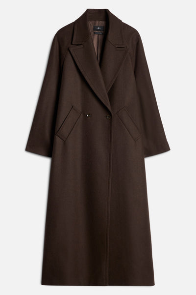 Wool Double Breasted Coat in Brown