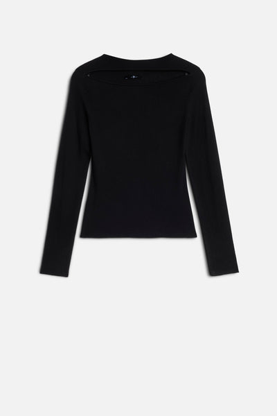 Cashmere Blend Cutout Sweater in Black