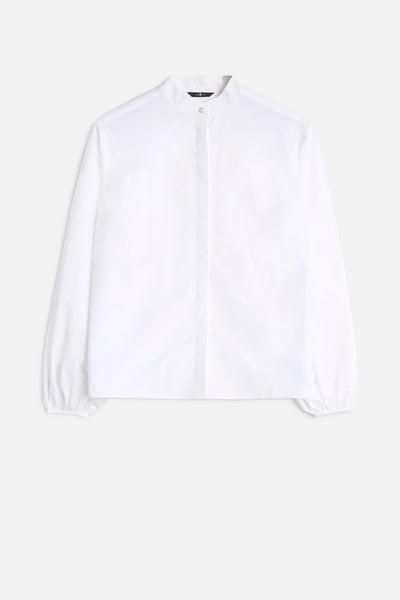 Poplin Balloon Sleeve Shirt in White