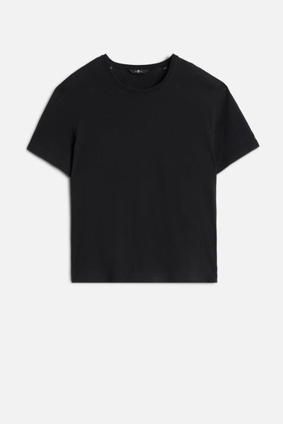 Linen Blend Tee in Black