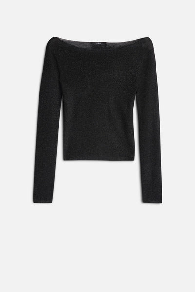 Boatneck Sweater in Black Lurex