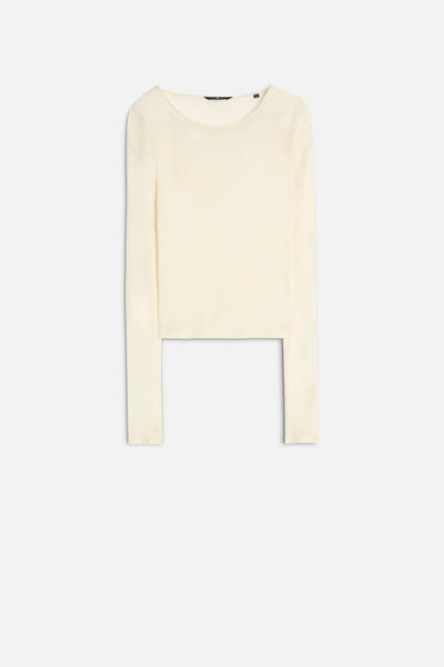 Long Sleeve Crew in White