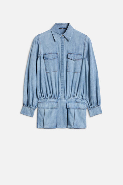 UTILITY MINI DRESS in Chambray Loft