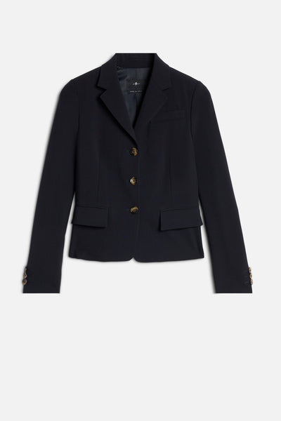 FITTED BLAZER in Wool Blend Dark Navy