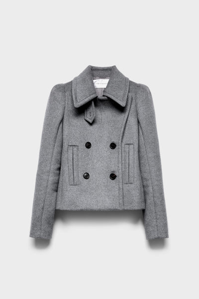 DOUBLE BREASTED HIGH SHOULDER JACKET in Wool Mink