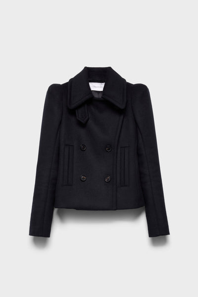 DOUBLE BREASTED HIGH SHOULDER JACKET in Wool Sable