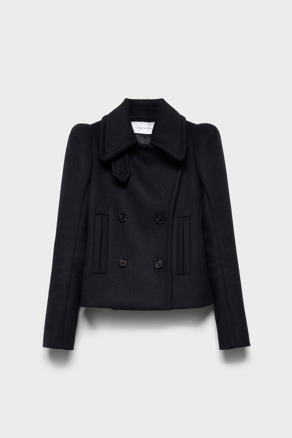 DOUBLE BREASTED HIGH SHOULDER JACKET in Wool