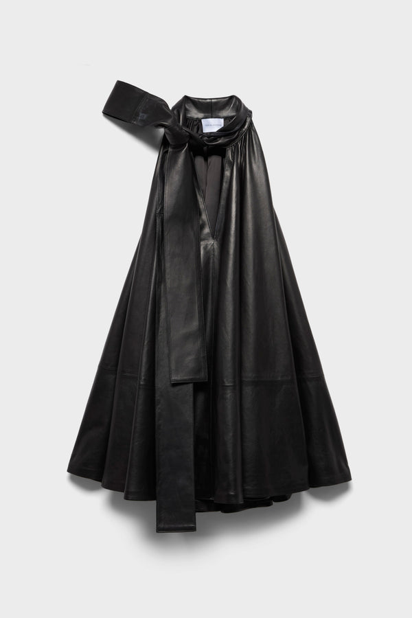 FRILL DRESS in Faux Leather