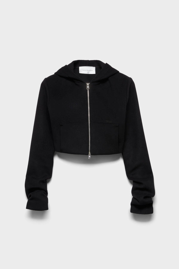 RUCHED ZIP HOODIE in Wool