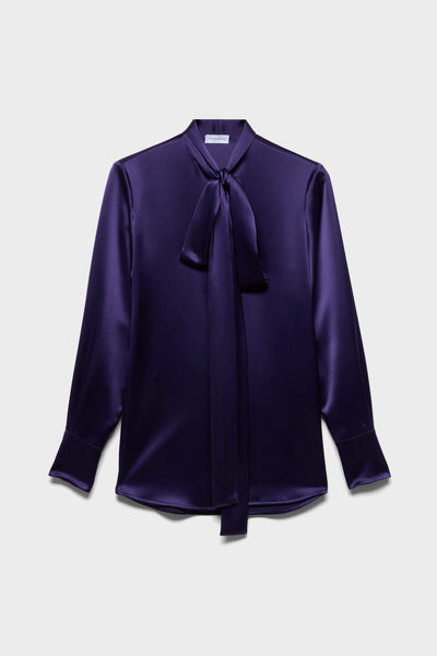 LONG SLEEVE BOW SHIRT in Satin Icevine