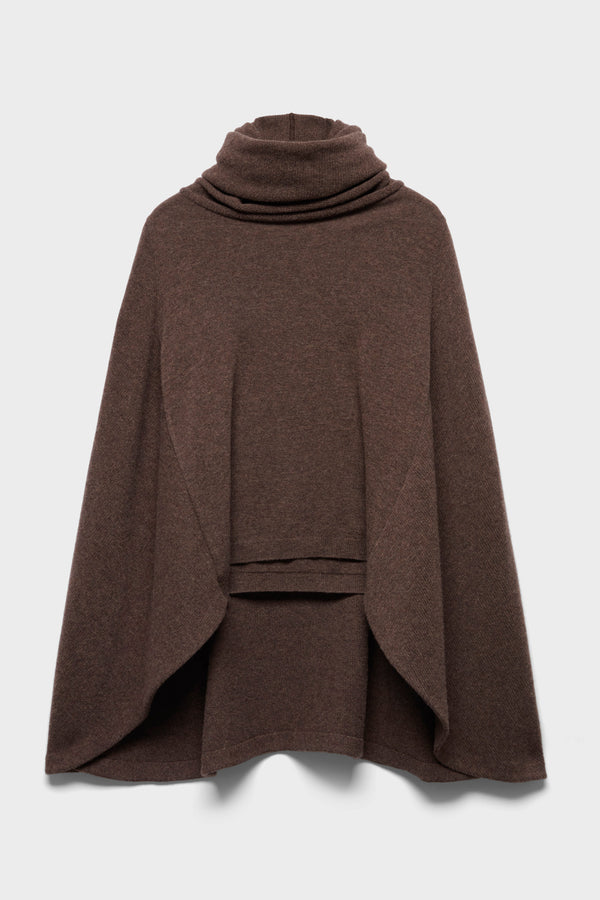 HIGH NECK SHAWL SWEATER in Wool