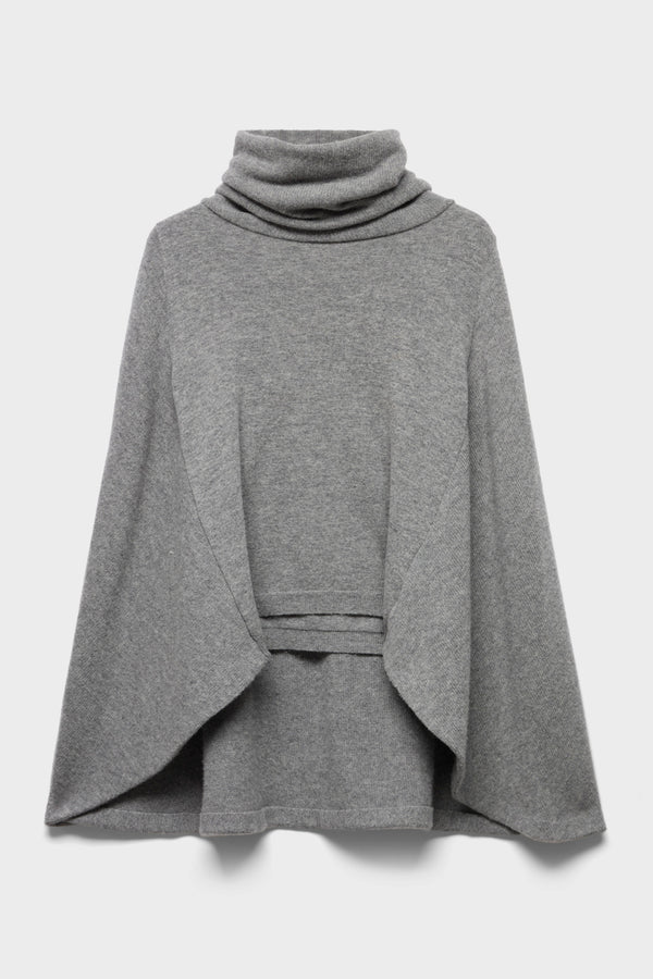 HIGH NECK SHAWL SWEATER in Wool