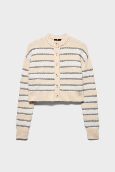 BUTTON CARDIGAN in Wool Blend Cream