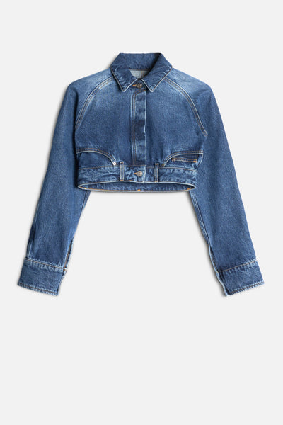 Denim Cropped Jacket in Waivy