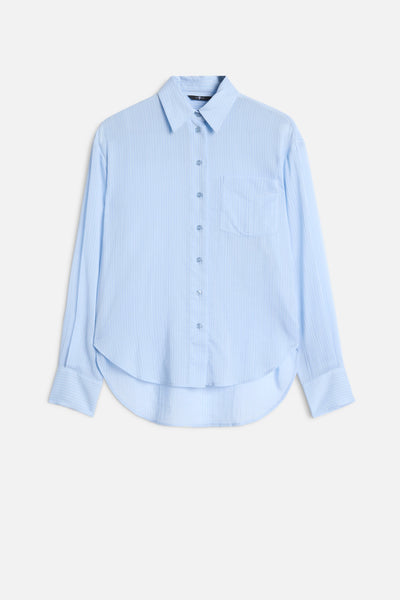 Oversize Button Down in Baby Blue Stripe