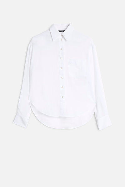 OVERSIZE BUTTON DOWN SHIRT in Cotton Voile Optical White