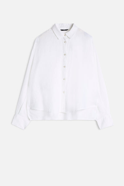 Linen Cropped Shirt in Optical White