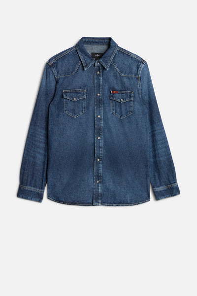 LONG SLEEVE WESTERN SHIRT in Denim Duster