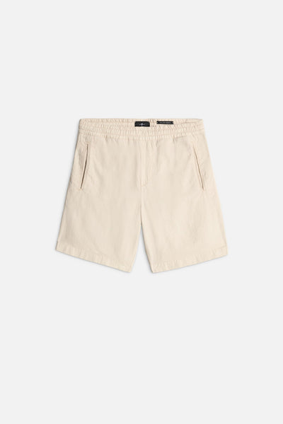 Linen Blend Jogger Short in Bone