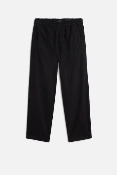 Linen Blend Jogger Pant in Black