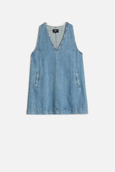 Indigo Linen V-Neck Dress in Arizona