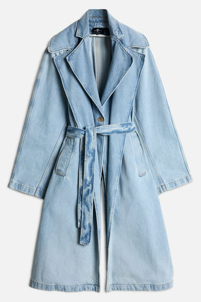 Denim Trench Coat in Bleach