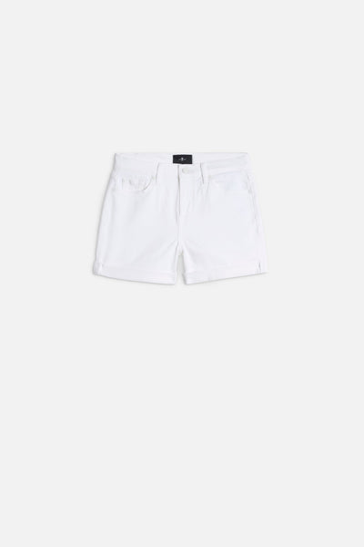 Broken Twill Mid Roll Short In White