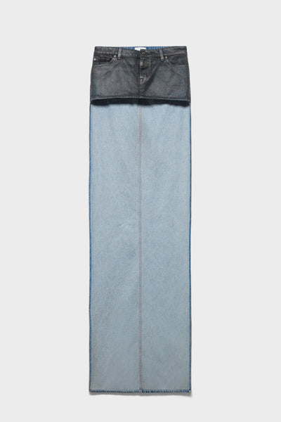 ASYMMETRIC MINI SKIRT in Denim Nolita
