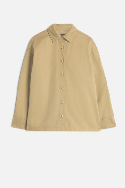 Comfort Twill Pleated Overshirt in Sand Storm