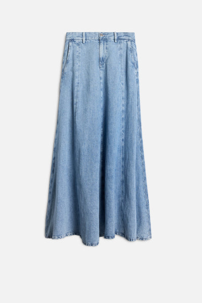 DRAMA SKIRT in Indigo Linen Iris